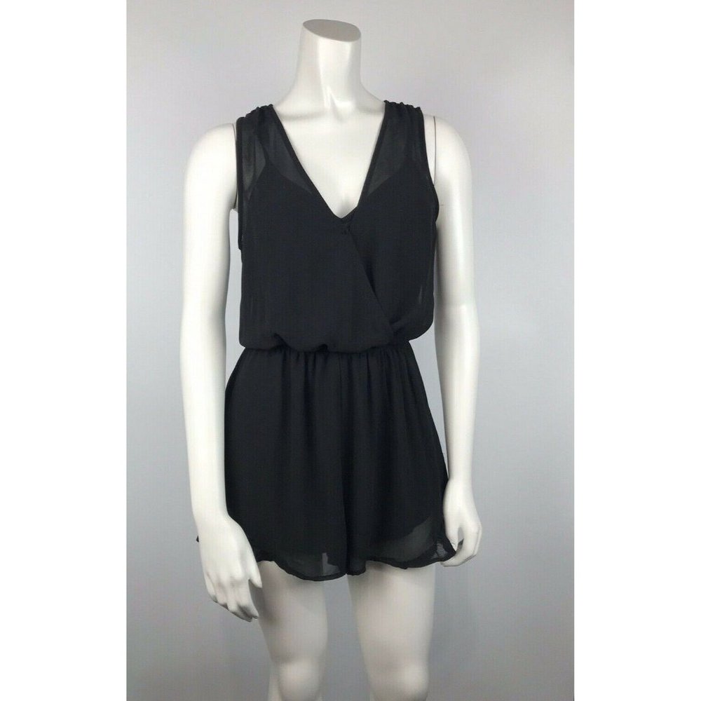 Astr Romper Surplus Sheer Solid Black Small - image 2